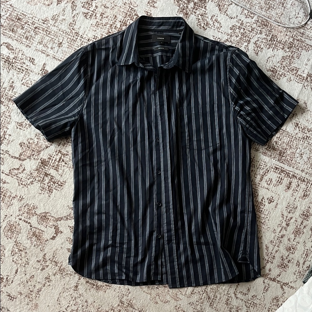Vince Men's navy Striped Button-Down Shirt